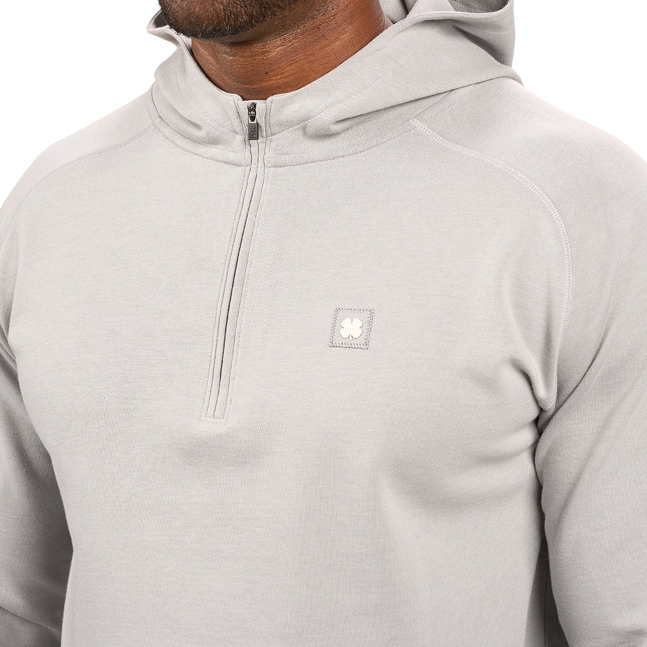 light grey hoodie with Black Clover logo on chest